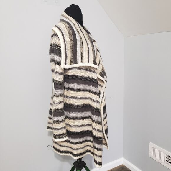 Kensie Melange Striped Waterfall Cascade Open Drape Cardigan Multicolor Sweater - Picture 4 of 12